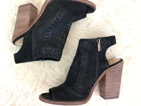 Vince Camuto Black Suede Leather Peep Toe Booties- Size 8.5 Discount