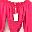 WAYF Bright Pink Off the Shoulder Smocked Waist Top with Belt NWT- Size XS For Sale