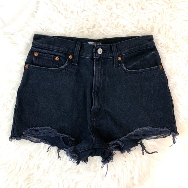 Abercrombie & Fitch Black High Waisted Denim Shorts- Size 26 Online now