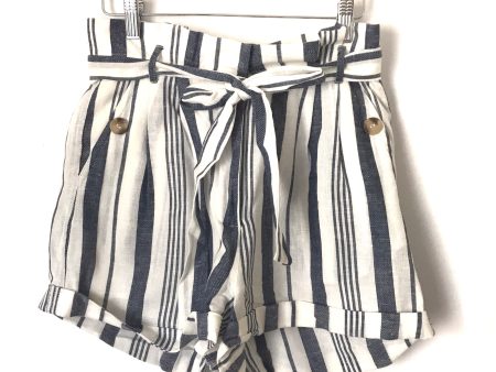 Topshop Striped Linen Paperbag Waist Shorts- Size 6 Hot on Sale