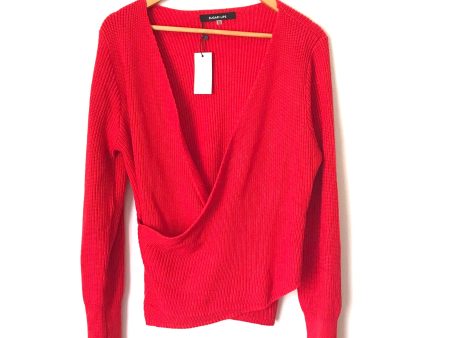 Sugar + Lips Red Cross Front Sweater NWT- Size M L Sale