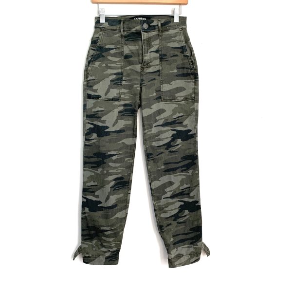 Express Camo Straight Crop High Rise Pants- Size 2 (Inseam 25 ) Sale