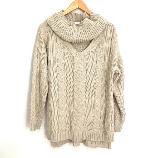 Vestique Cream Cable Knit V Cowl Neck  Sweater- Size S Supply