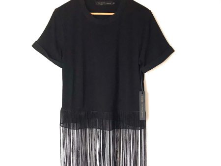 House of Harlow 1960 x Revolve Black Cuffed Jersey Tee with Fringe Hem NWT- Size S Sale