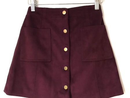 Forever21 Maroon Front Button Suede Skirt- Size S For Cheap