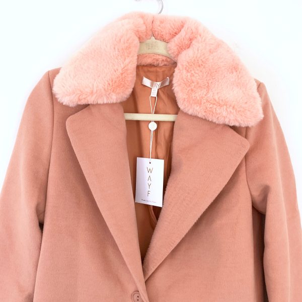 WAYF Pink Faux Fur Button Closure Coat NWT- Size XS Hot on Sale