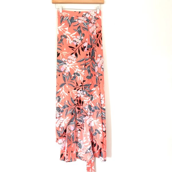 Bebe Coral Floral Faux Wrap Skirt- Size 00 Hot on Sale