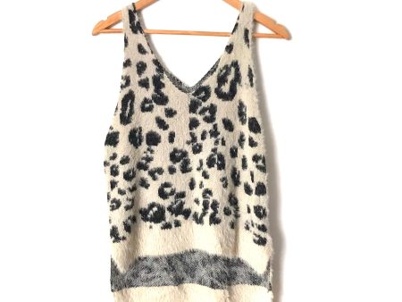 No Brand Fuzzy Leopard Tank Sweater- Size S Online now