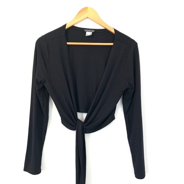 Venus Black Front Tie Cropped Cardigan- Size M Supply