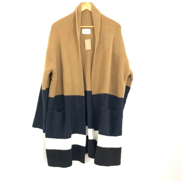 Vestique Colorblock Tan, Black & White Open Cardigan NWT- Size S M Online Hot Sale