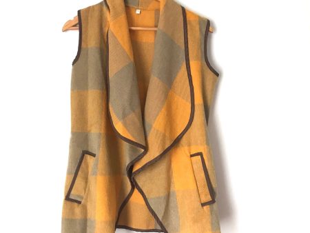 No Brand Yellow Brown Waterfall Open Vest- Size S on Sale