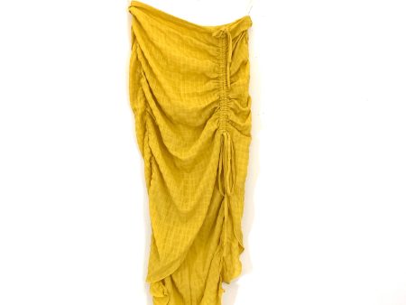 Lovers + Friends Golden Yellow Ruched Tie Up Midi Skirt- Size S For Sale