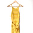 Tickled Teal Yellow Striped Belted Jumpsuit- Size S For Sale