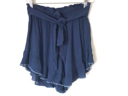 Isabella Rose Navy Elastic Waistband Ruffle Hem Shorts- Size S Sale