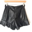 Beau Tissu Black Ruffle Faux Leather Shorts- Size S For Discount