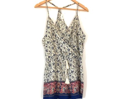 Sweet Journey Paisley Elastic Waist Romper with Tie- Size L Supply