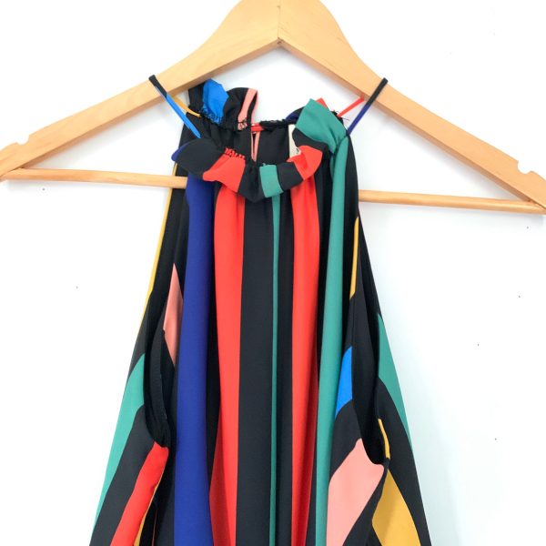 Tyche Rainbow Striped Halter Tie Front Blouse- Size S For Discount