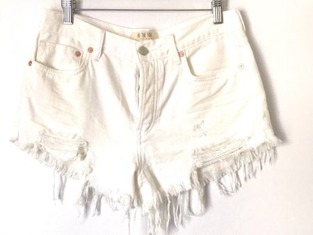 We The Free White Hidden Button Up Denim CutoffShorts- Size 27 Online Sale