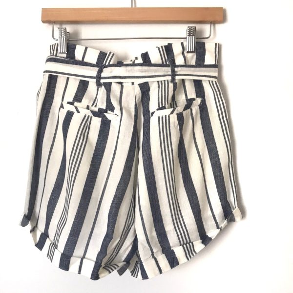 Topshop Striped Linen Paperbag Waist Shorts- Size 6 Hot on Sale