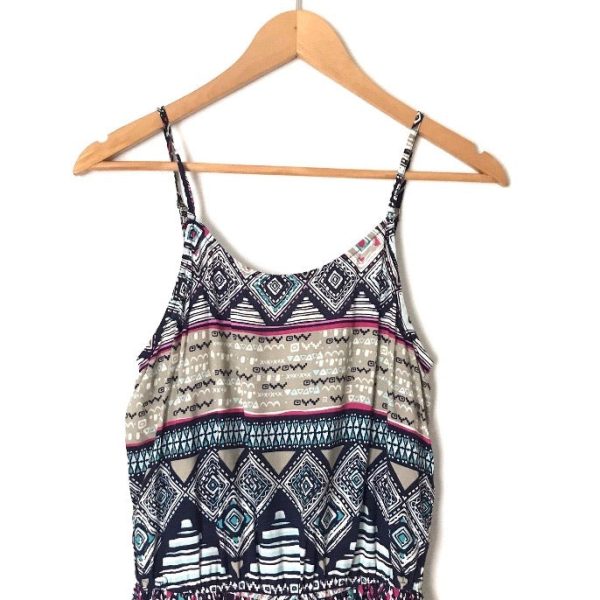 Sweet Journey Blue & Pink Romper with Crochet Detail Hem- Size S on Sale