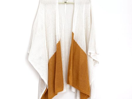 Universal Threads Open Weave Mustard & White Colorblock Kimono Style Sweater- Size OSFM For Sale