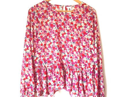 Flawless Floral Sheer Peplum Hem Blouse- Size S Cheap