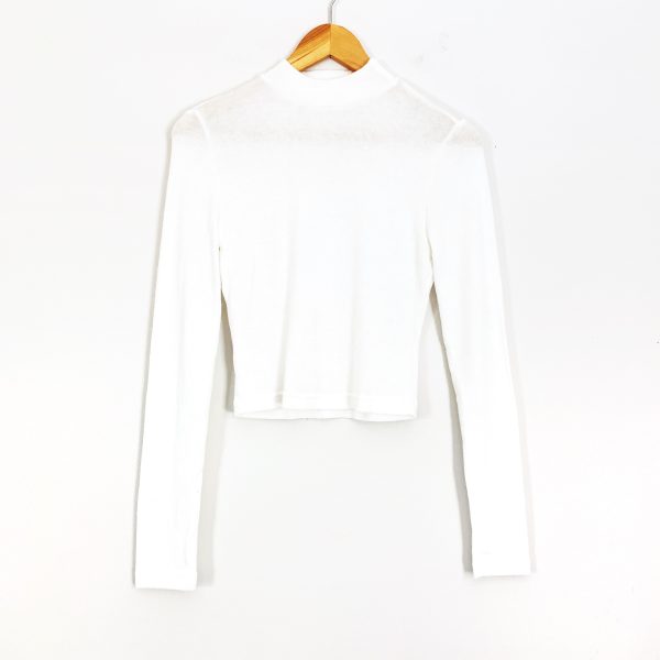 Vestique White Mock Neck Long Sleeve Blouse- Size M Discount