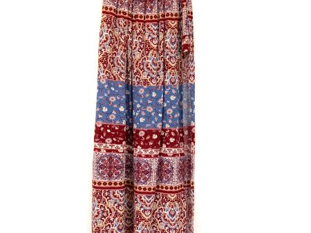 No Brand Maroon Patterned Wrap Skirt with Hidden Shorts- Size S For Sale