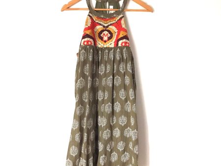 THML Embroidered Olive Print Dress- Size M Discount