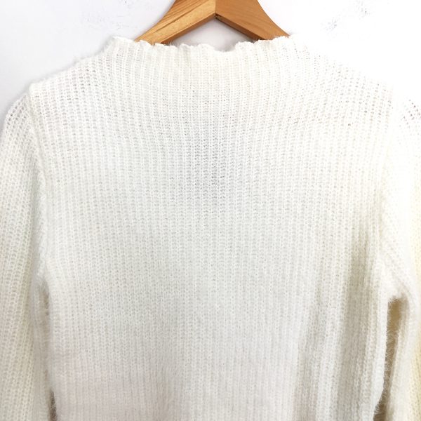 Vestique Ivory Fuzzy Mock Neck Cropped Sweater NWT- Size S M For Sale