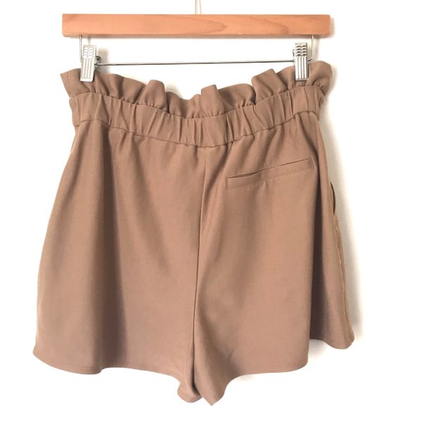 Express Coffee Paperbag Waist Shorts- Size S on Sale