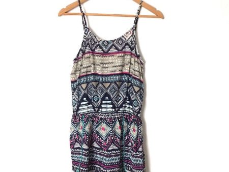 Sweet Journey Blue & Pink Romper with Crochet Detail Hem- Size S on Sale