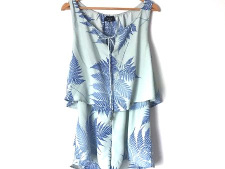 Vici Blue Leaf Print Ruffle Romper- Size S For Sale