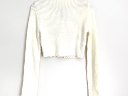 Vestique Ivory Fuzzy Mock Neck Cropped Sweater NWT- Size S M For Sale