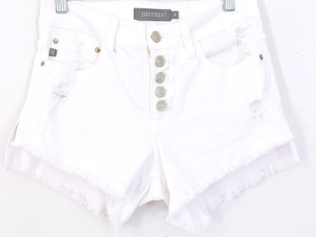 JustUSA White Distressed Button Up Denim Shorts- Size S (See notes!) Hot on Sale